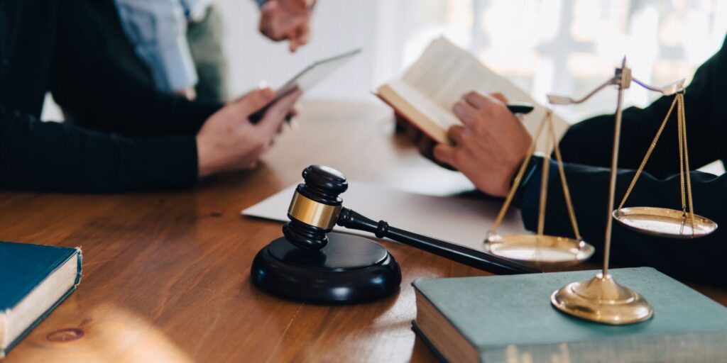 two people in a lawyers office