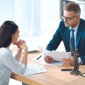 Attorney meeting with a client