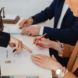 Attorney working with two clients