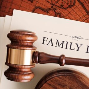 a gavel on top of family law papers
