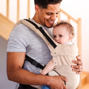 New Jersey father with baby in carrier after paternity order enforcement