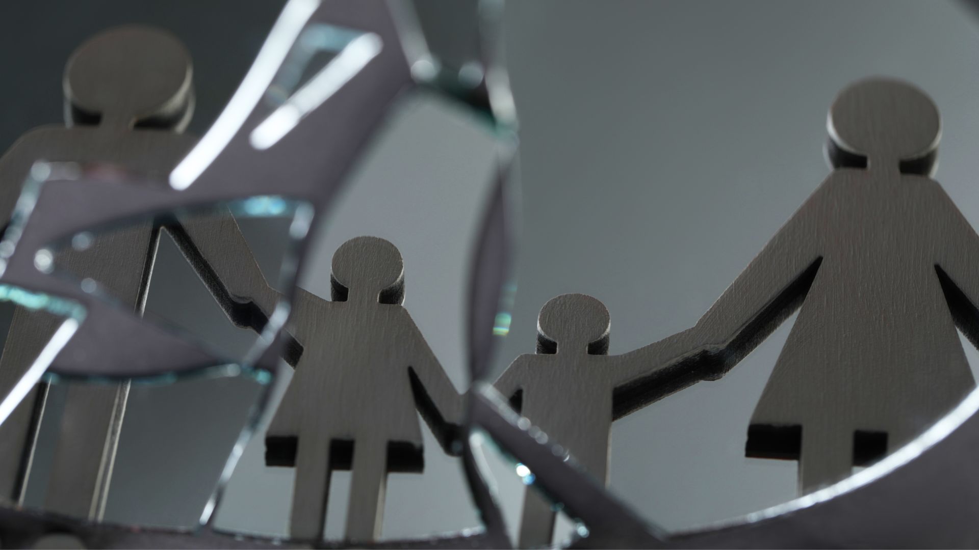 mirror reflecting broken family