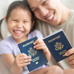 family law and immigration in New Jersey - father with daughter and passports
