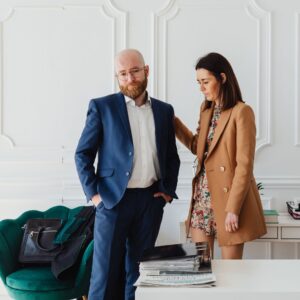 New Jersey couple discussing prenup with lawyer