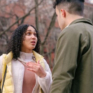 A couple arguing.