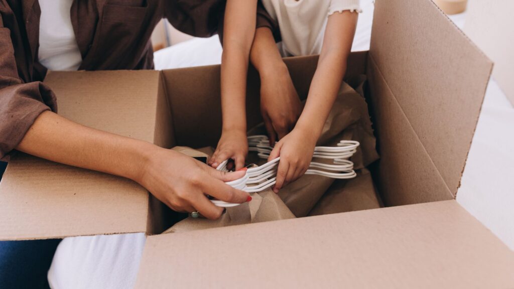 Packing moving boxes.