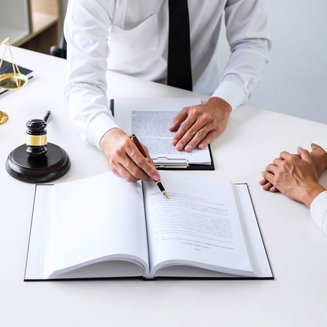 a lawyer working on a case