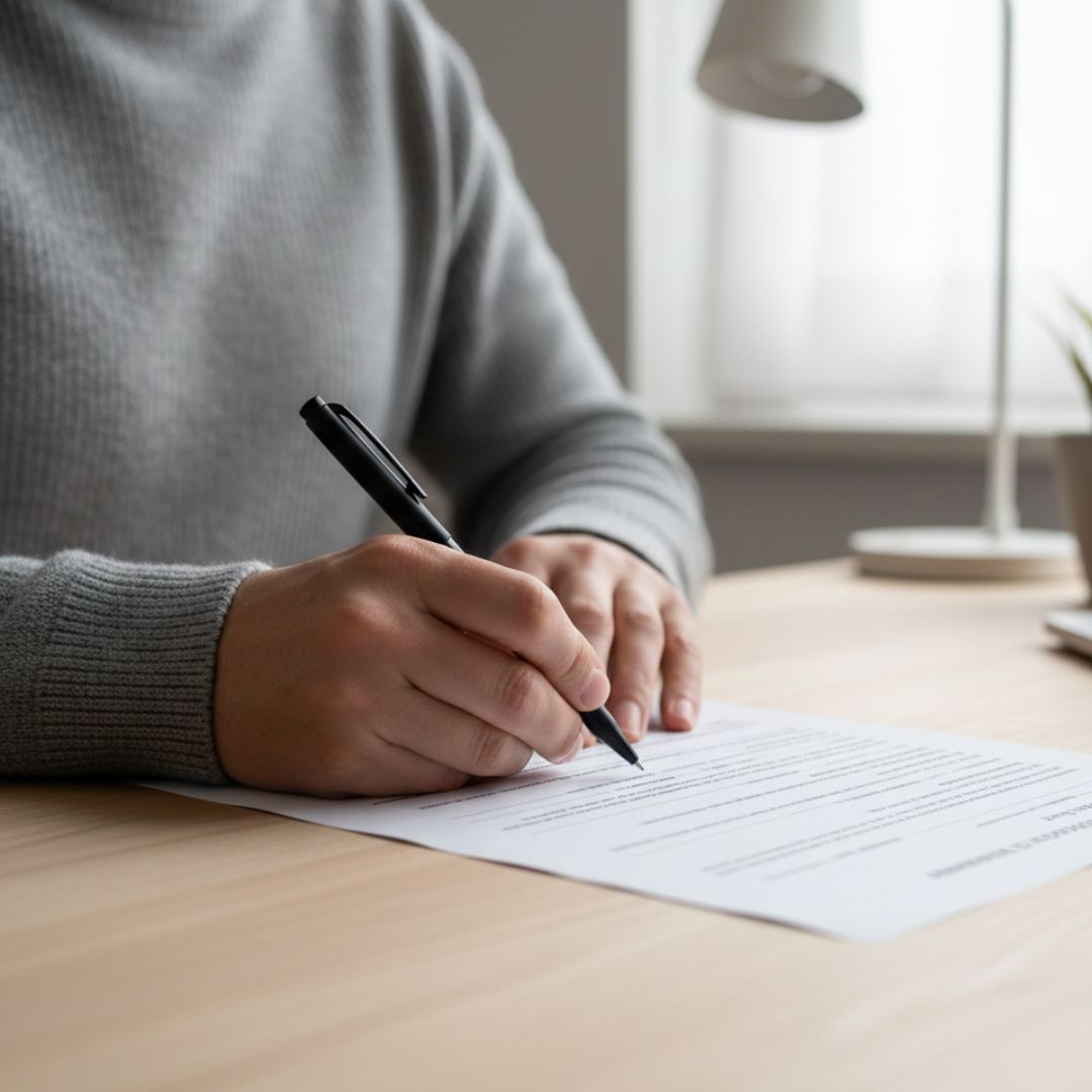 person signing a legal document
