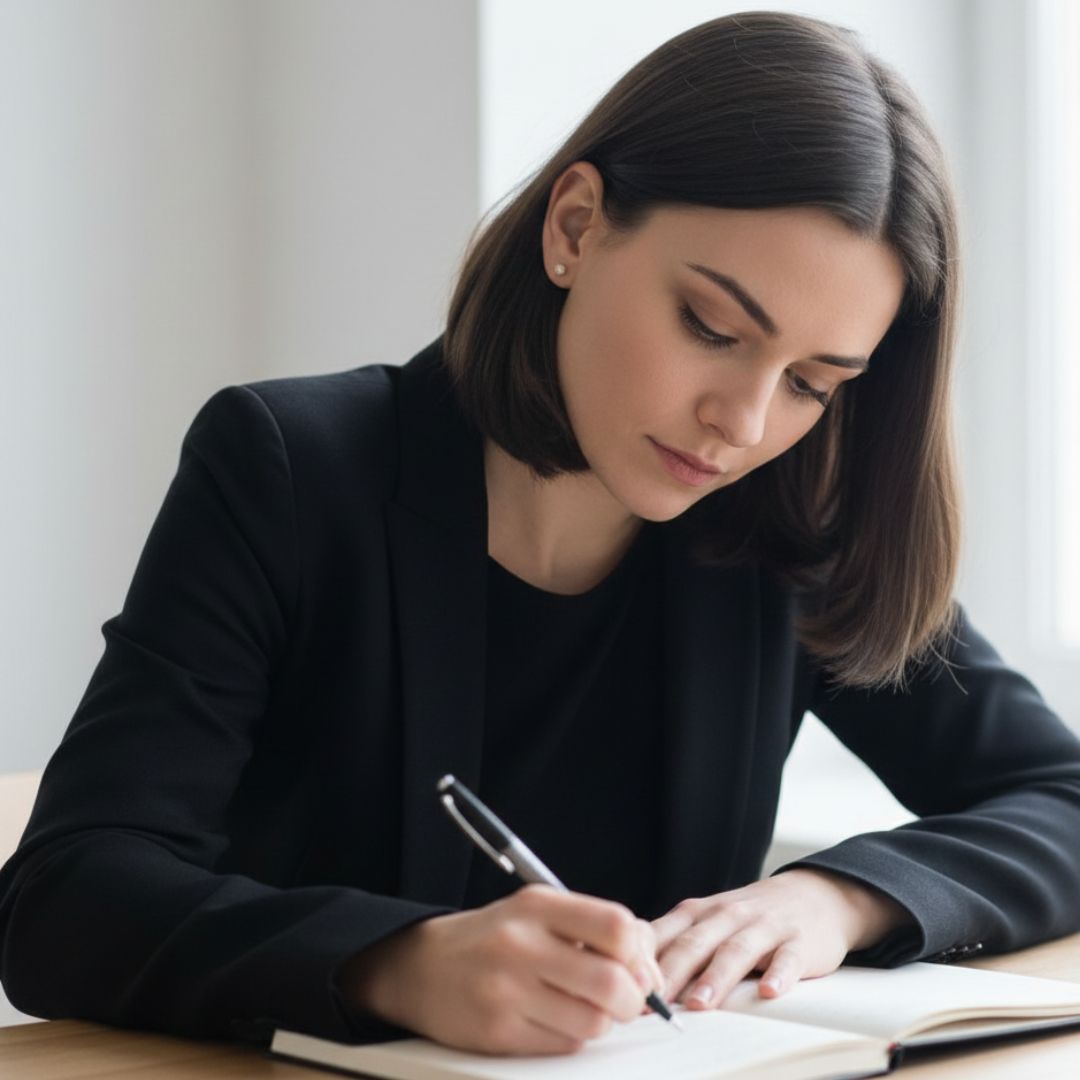 woman writing down questions for a divorce attorney