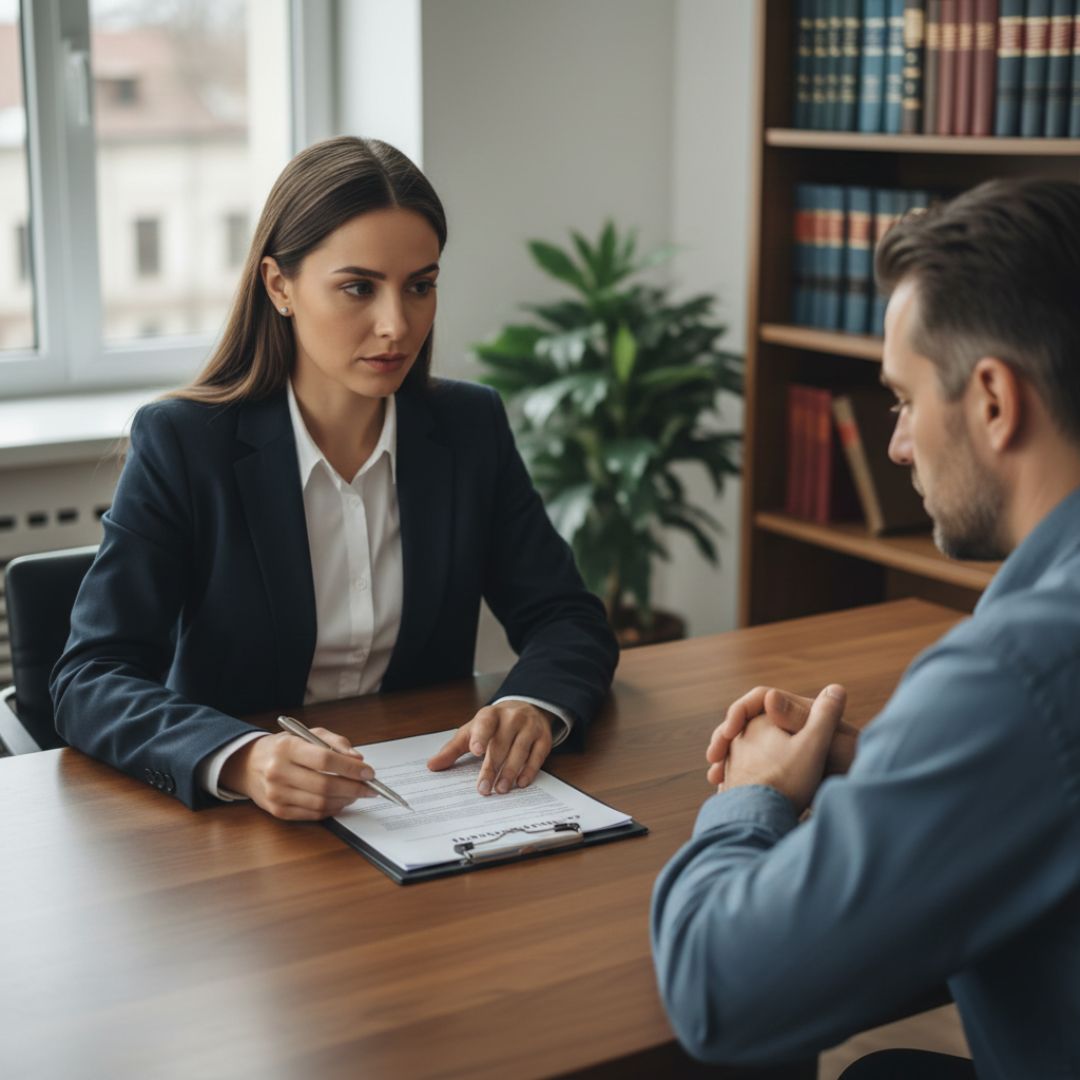 man discussing custody agreements with a lawyer after parent alienation